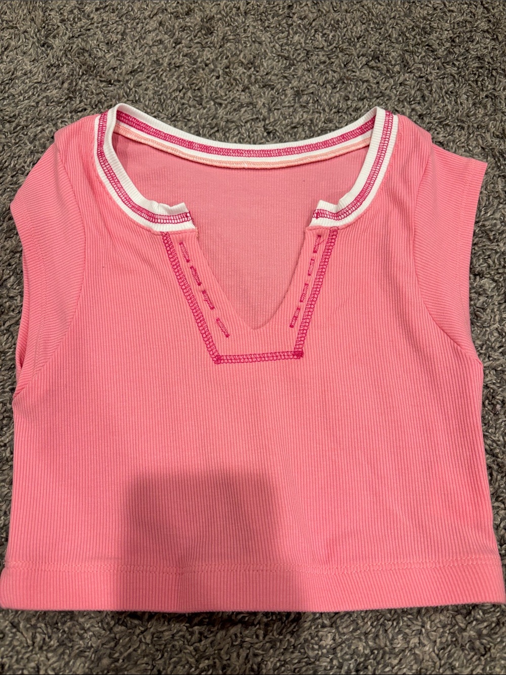 Women’s Pink Ribbed Notch Tank Top